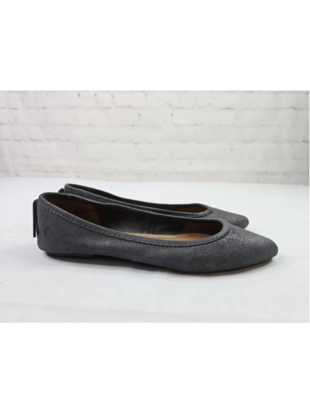Frye Shoes Womens Regina Ballet Flats Gray Metallic Size 7.5 Leather Minimalist